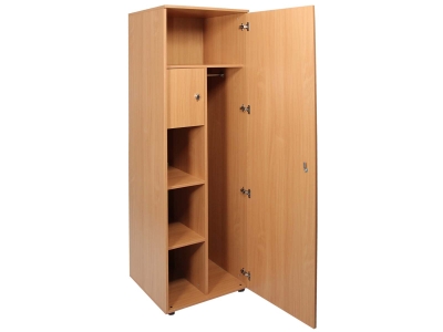 Holz-Kleider-Wäsche-Schrank mit Wertfach 50/50, 1-türig, Buche-Dekor, kpl. aufgebaut 200x60x60 cm