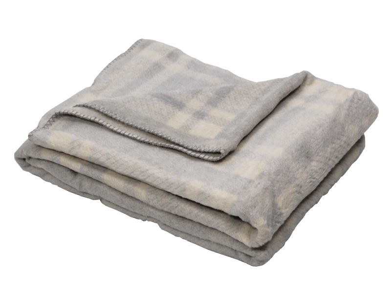 Wohndecke 160x200 cm, grau Karo, 1.600 g, Ketteleinfassung, waschbar, Öko-Tex-Standard 100