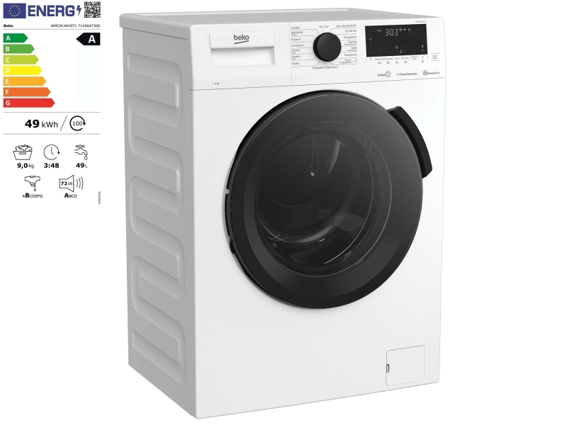 Waschautomat beko WMC91464ST1 weiss, 9 kg, 1400 U/min mit Aquastop