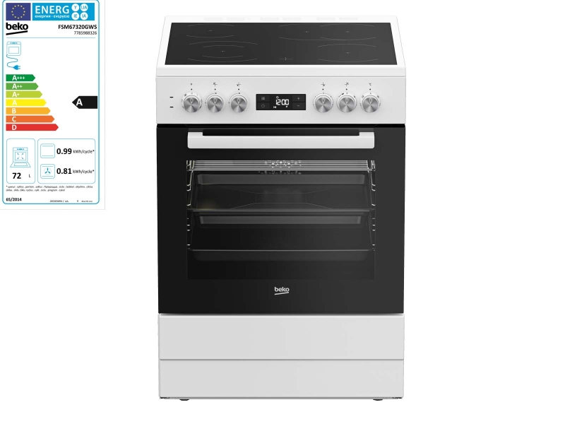 Elektro-Standherd beko FSM67320GWS Glaskeramikkochfeld (60-er)