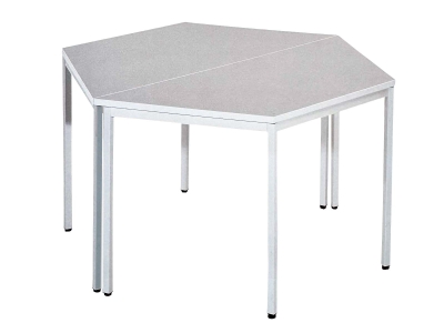 Tisch in Trapezform mit Stahlrahmen