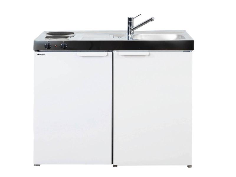 Miniküche, VDE-GS geprüft mit Kühlschrank, kpl. aufgebaut, 100x89x60 cm, Becken links