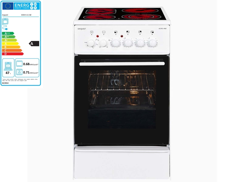 Elektro-Standherd Exquisit ECM 5-4.1 weiß mit Ceranfeld (50-er)
