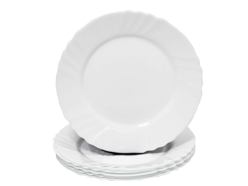 Teller flach 25,5 cm in weiß, Opal-Hartglas