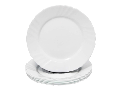 Teller flach 25,5 cm in weiß, Opal-Hartglas