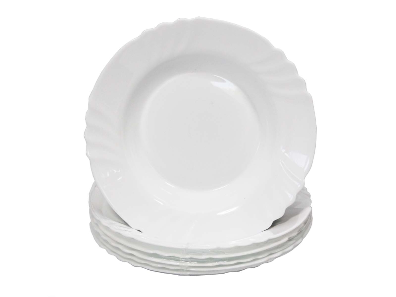 Teller tief 23,5 cm in weiß, Opal-Hartglas