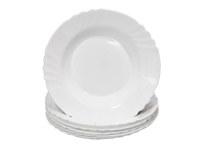 Teller tief 23,5 cm in weiß, Opal-Hartglas