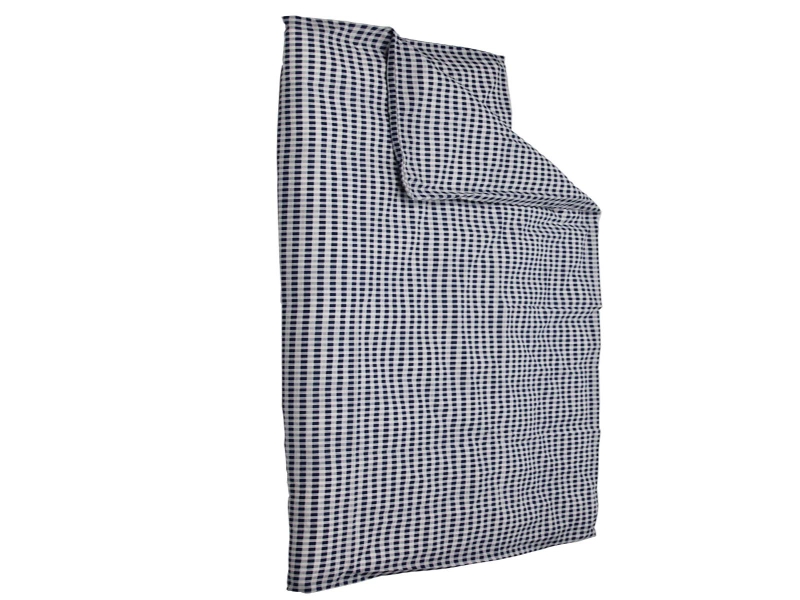 Bettdecken-Bezug 135x200 cm, Polycotton, blau/weiß bedruckt mit 10 mm  karo, waschbar