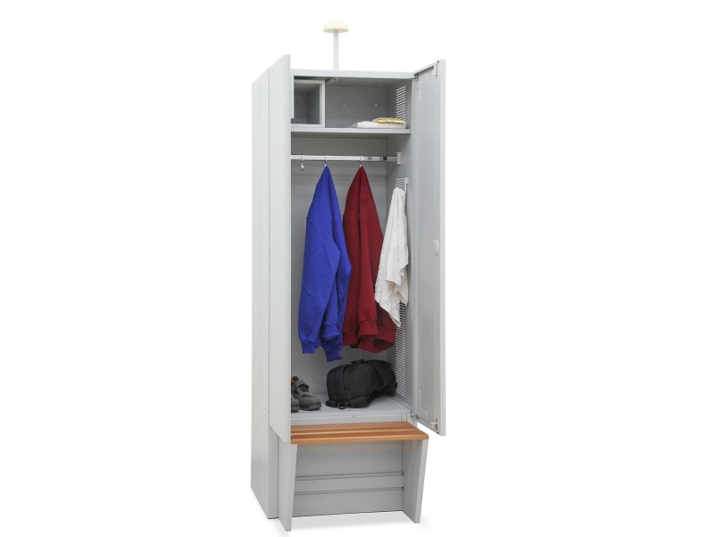 Metallspind mit Sitzbank & Klappbox / Lichtgrau