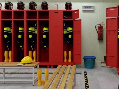 Feuerwehrschrank (2 Abteile) / Feuerrot