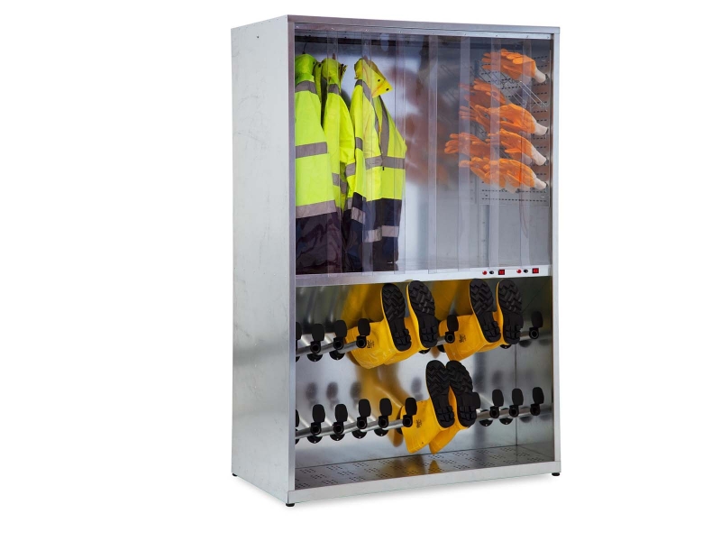 Trocknungsschrank mit Heißluftgebläse mit Handschuhaufhängung