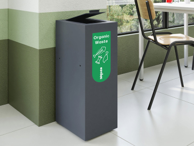 Recycling Mülleimer mit Deckel 45 Liter aus Stahl