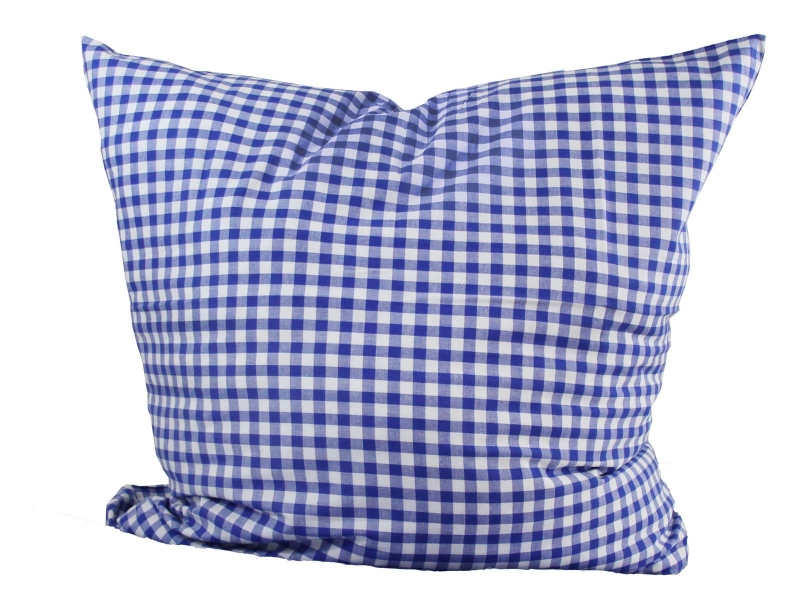 Kissen-Bezug 80x80 cm,  blau/weiß bedruckt mit 10 mm  karo, KV, waschbar