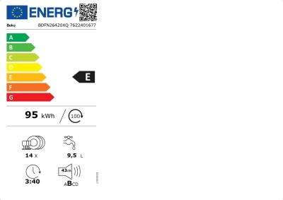 BEKO BDFN26420XQ, Spülmaschine  freistehend EEK: E, Edelstahllook