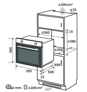 Einbaubackofen Inox EBE 555-1.1 62 l A