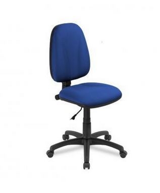 Bürodrehstuhl Ergonomie mit Armlehne, Bezug blau, Chromgestell