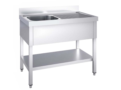 Edelstahl Spültisch mit Grundboden 140x60cm 1 Becken...