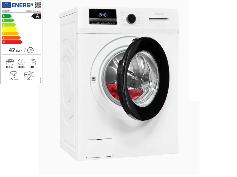 Waschautomat Exquisit WA8014-340A weiss, 8 kg, 1400 U/min mit Aquastop