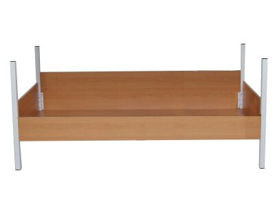 Holz-Etagen-Bett Buche-Dekor, 90x200 cm, inkl.Leiter+Absturzblende, Metall-Vierkantrohr in weiß, zerlegt