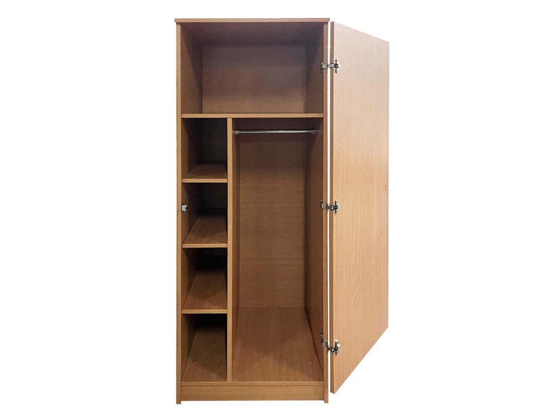 Holz Kleider-Wäsche-Schrank 180x60x50 (HxBxT), Buche-Dekor, kpl. aufgebaut