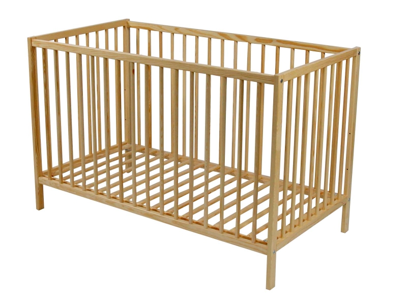 Baby-/ Kinderbett 60x120 cm mit Schlupfstäben, Massivholz, natur lasiert