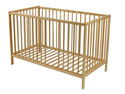 Baby-/ Kinderbett 60x120 cm mit Schlupfstäben, Massivholz, natur lasiert