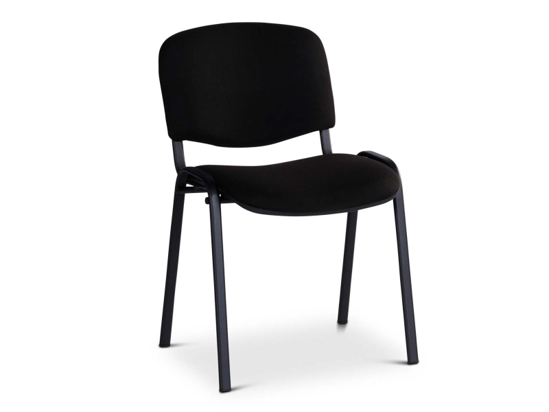 Stapelstuhl gepolstert in schwarz, Ovalrohr-Gestell in schwarz