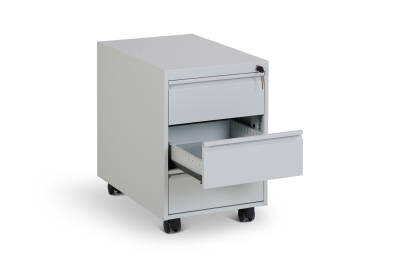 Stahl-Rollcontainer, 3 Schub, lichtgrau, 56 x 40 x 60 cm...