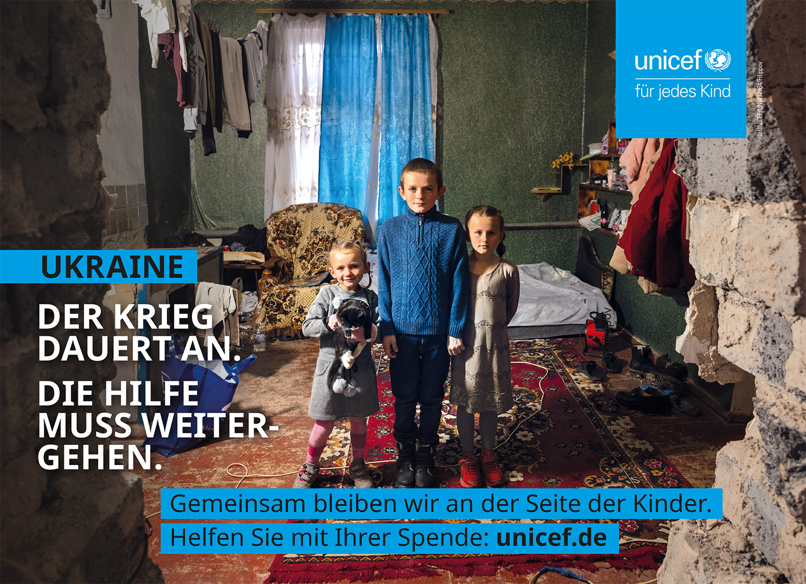 Hilfsprojekt für ukrainische Kinder durch unicef